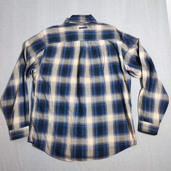Boston Traders casual button down shirt men's size L brown blue plaid long sleev - Picture 3 of 10